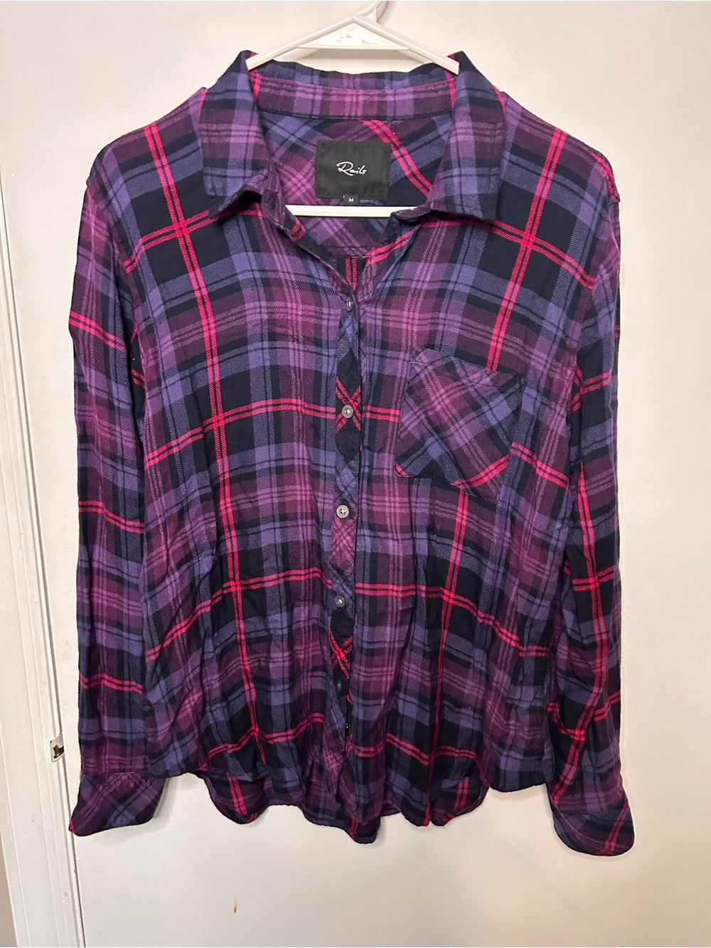 RAILS HUNTER AUBERGINE MAGENTA PLAID BUTTON UP SHIRT SIZE MEDIUM